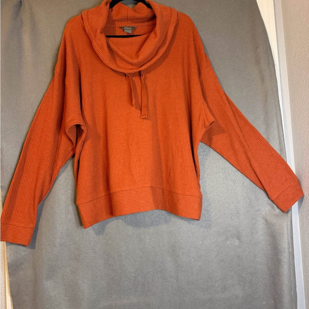 Natural Reflections Women's Cowl Neck Sweater in Rust